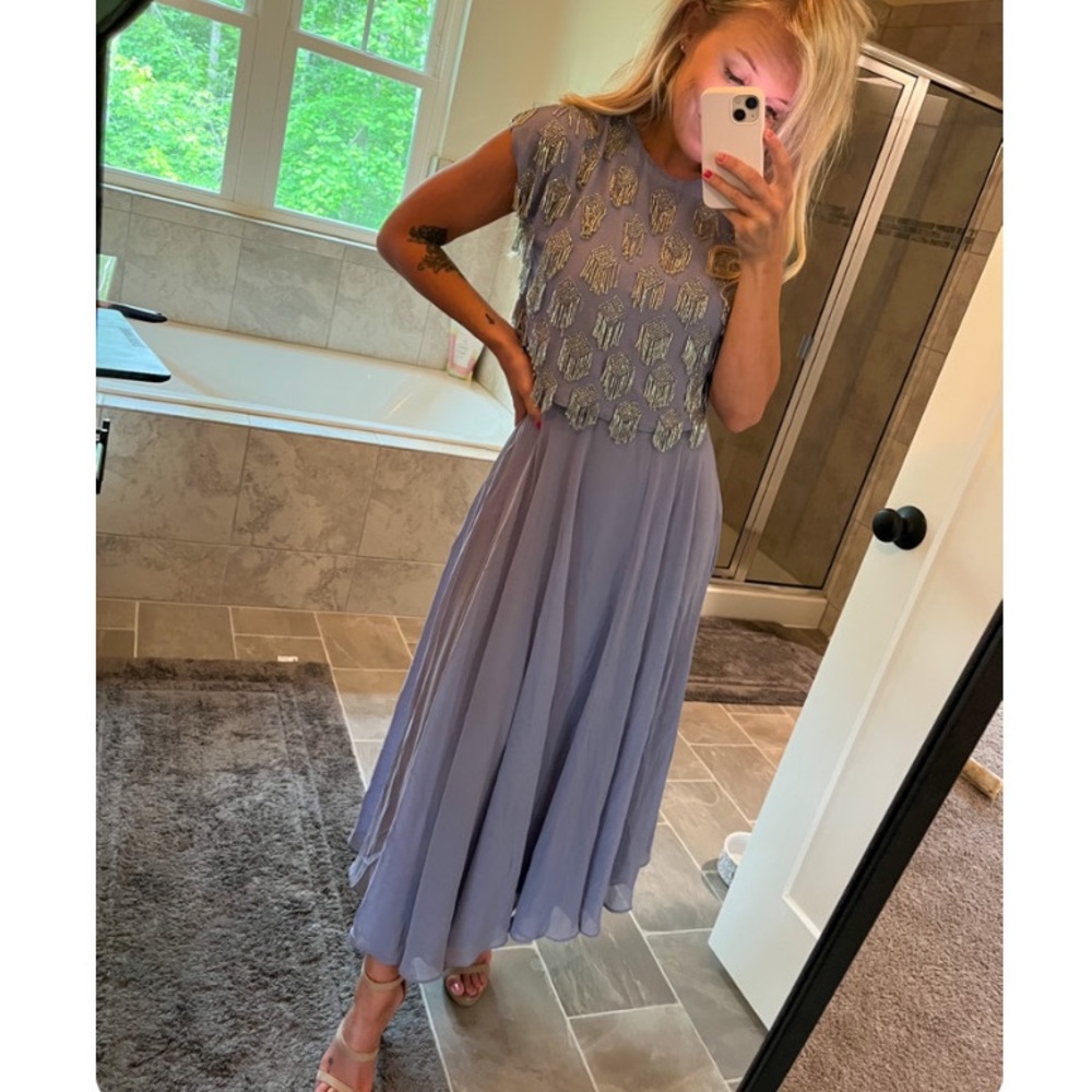 ASOS periwinkle sequin crop top dress